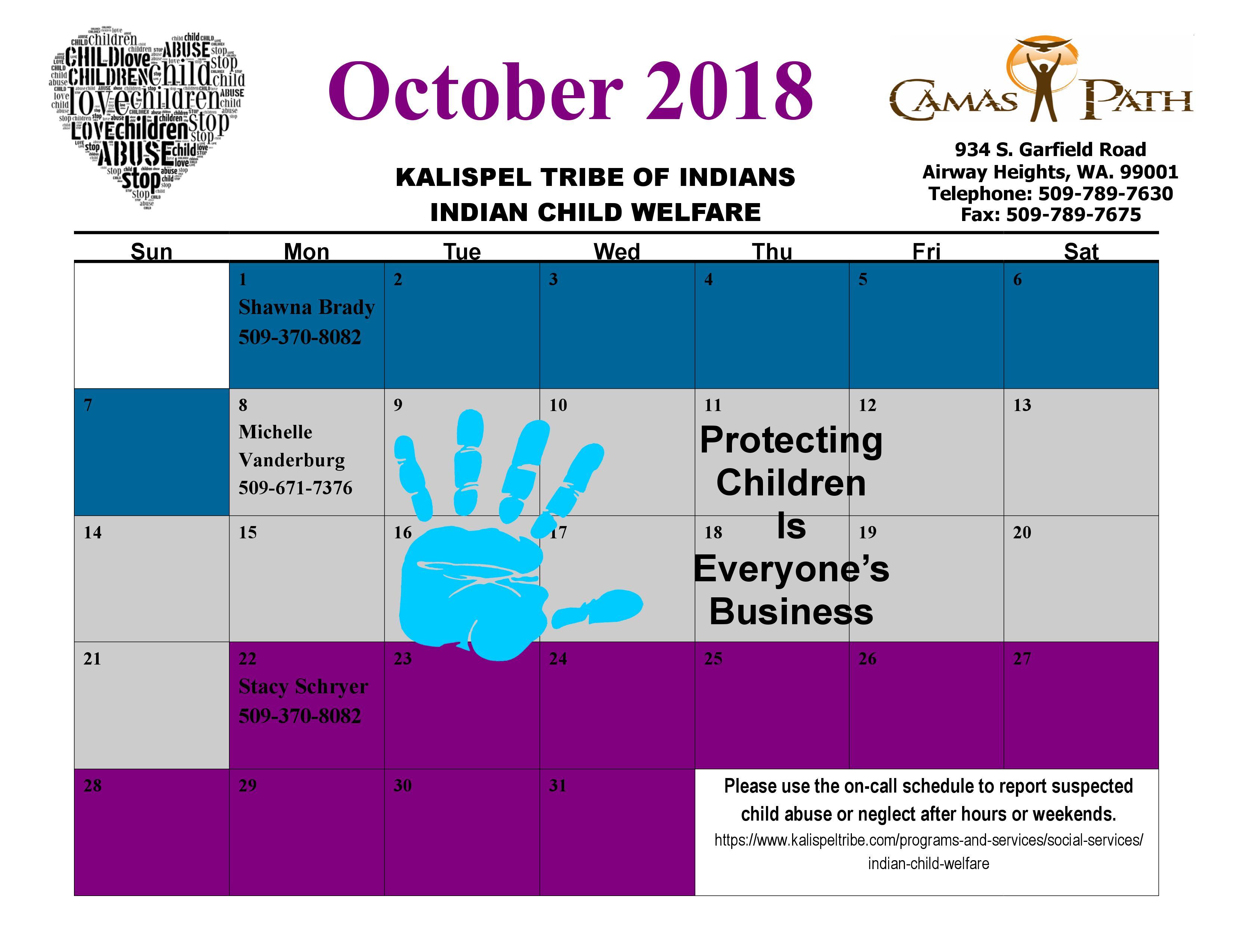 Icw Oct On Call Calendar